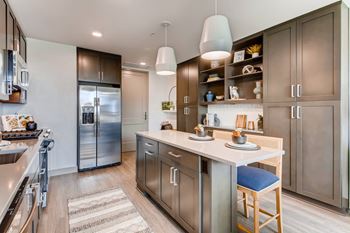 Kitchen island with pendant lighting
